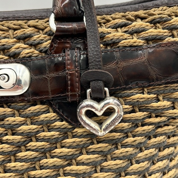 BRIGHTON WOMEN’S WOVEN CROC EMBOSSED PURSE HANDBAG SATCHEL LARGE - Picture 6 of 11